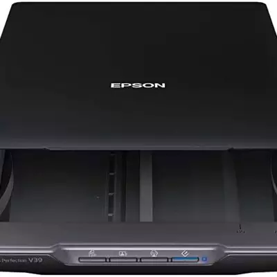 Epson Perfection V39 Color Photo & Document Scanner with Scan-To-Cloud & 4800 Optical Resolution, Black